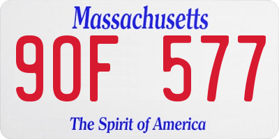 MA license plate 9OF577