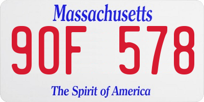 MA license plate 9OF578