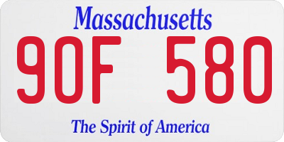 MA license plate 9OF580