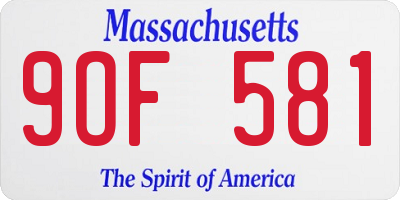 MA license plate 9OF581