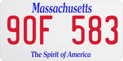MA license plate 9OF583