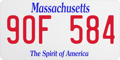 MA license plate 9OF584