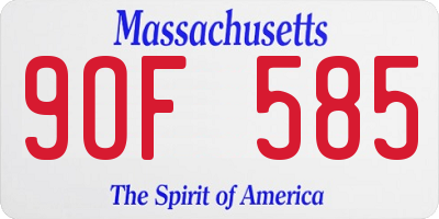 MA license plate 9OF585