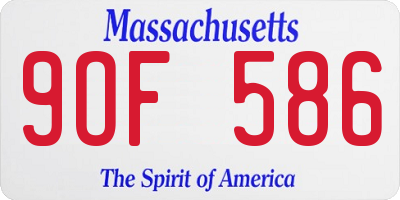 MA license plate 9OF586