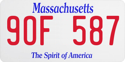 MA license plate 9OF587