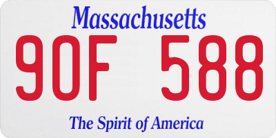 MA license plate 9OF588
