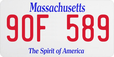 MA license plate 9OF589