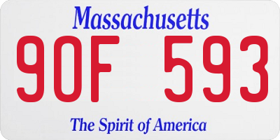 MA license plate 9OF593