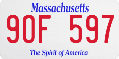 MA license plate 9OF597