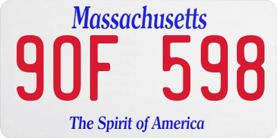MA license plate 9OF598