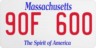 MA license plate 9OF600