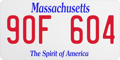 MA license plate 9OF604