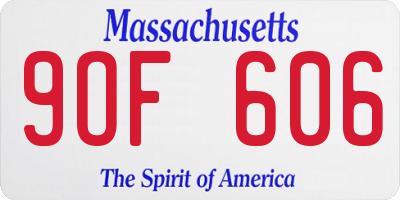 MA license plate 9OF606