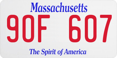 MA license plate 9OF607