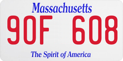 MA license plate 9OF608