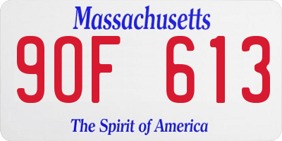 MA license plate 9OF613