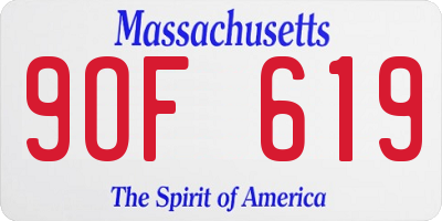 MA license plate 9OF619