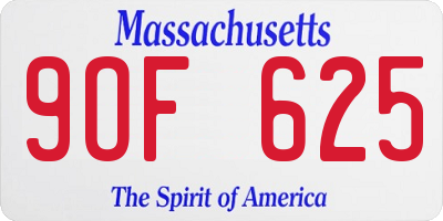 MA license plate 9OF625