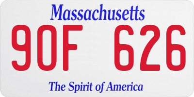 MA license plate 9OF626