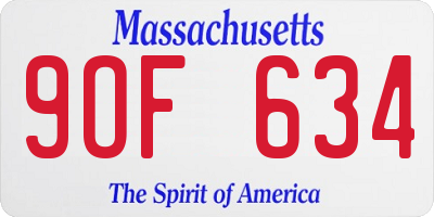 MA license plate 9OF634