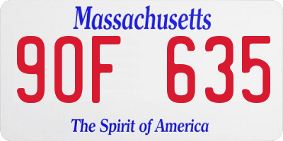 MA license plate 9OF635