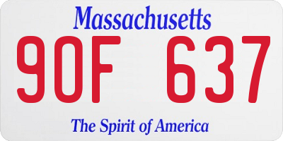 MA license plate 9OF637