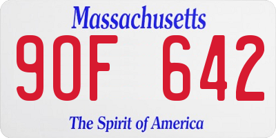 MA license plate 9OF642