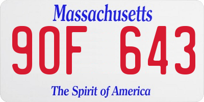 MA license plate 9OF643