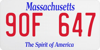 MA license plate 9OF647