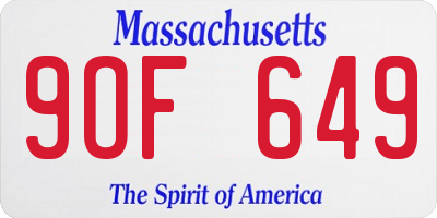 MA license plate 9OF649