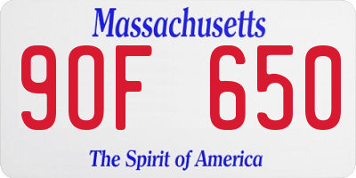 MA license plate 9OF650