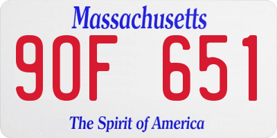 MA license plate 9OF651