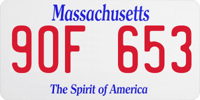 MA license plate 9OF653