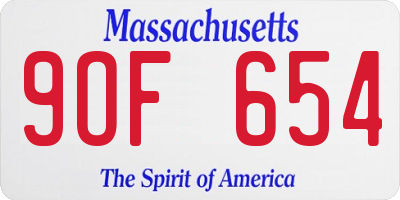 MA license plate 9OF654