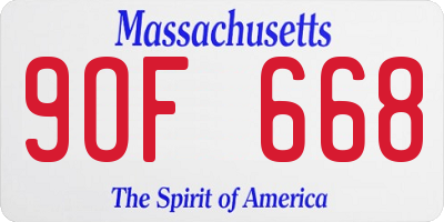MA license plate 9OF668