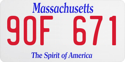 MA license plate 9OF671