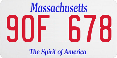 MA license plate 9OF678