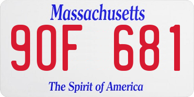 MA license plate 9OF681