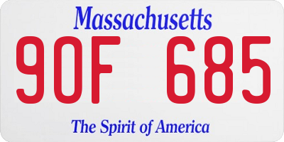 MA license plate 9OF685