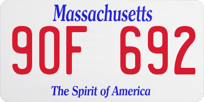 MA license plate 9OF692