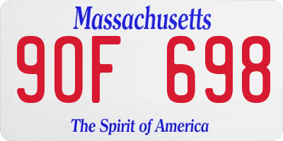 MA license plate 9OF698