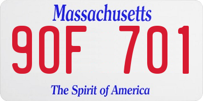MA license plate 9OF701
