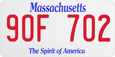 MA license plate 9OF702