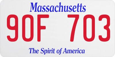 MA license plate 9OF703
