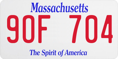MA license plate 9OF704