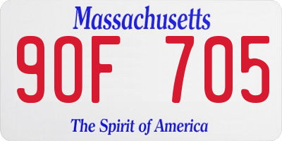 MA license plate 9OF705