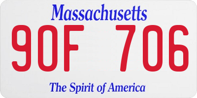 MA license plate 9OF706