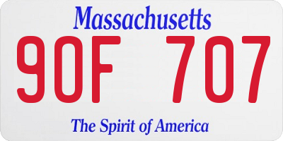 MA license plate 9OF707