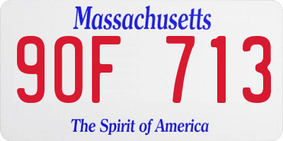 MA license plate 9OF713