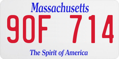 MA license plate 9OF714